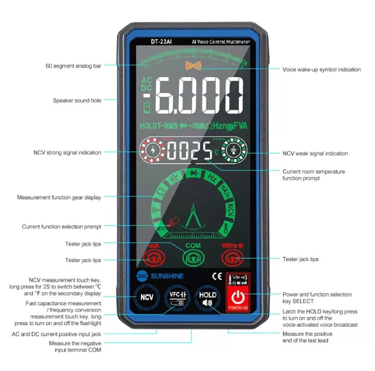 Sunshine DT-22AI Voice Multimeter