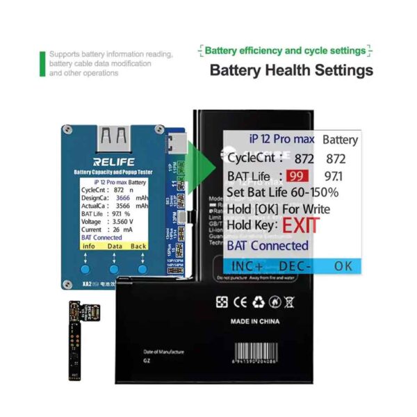 RELIFE XA2 Pro Battery Efficiency Popup Tester