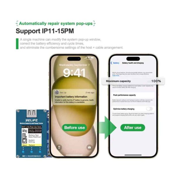 RELIFE XA2 Pro Battery Efficiency Popup Tester
