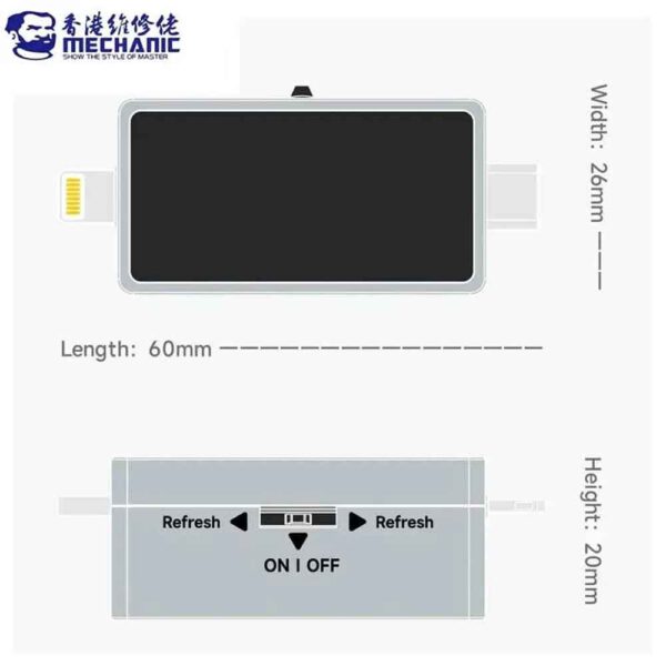 Mechanic T-824 Type-C To Lightning High Precision Digital Display Tail Insertion Tester