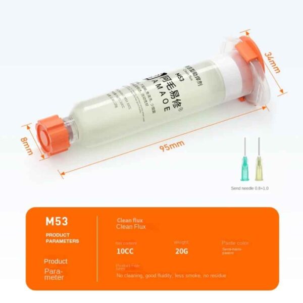 AMAOE M53 Clean Solder Flux 10cc Syringe Soldering Paste Welding Flux Oil With 2 Needles